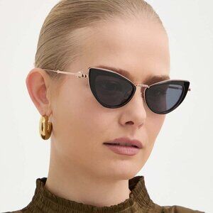 NEW VALENTINO SUNGLASSES VLS-102A GOLD/BLACK CAT EYE WOMEN EYEWEAR